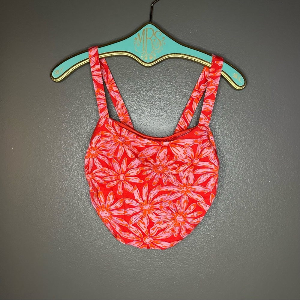 Free People Coral and Pink Floral Top